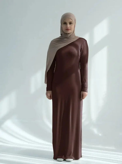 Saviig ModaL Cotton Inner Dress Abaya Damen Dubai Muslim Long Modest Hijab Robe