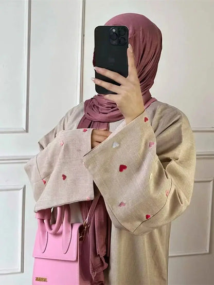 Saviig Butterfly Moon Heart Modest Kimono Abaya for Women