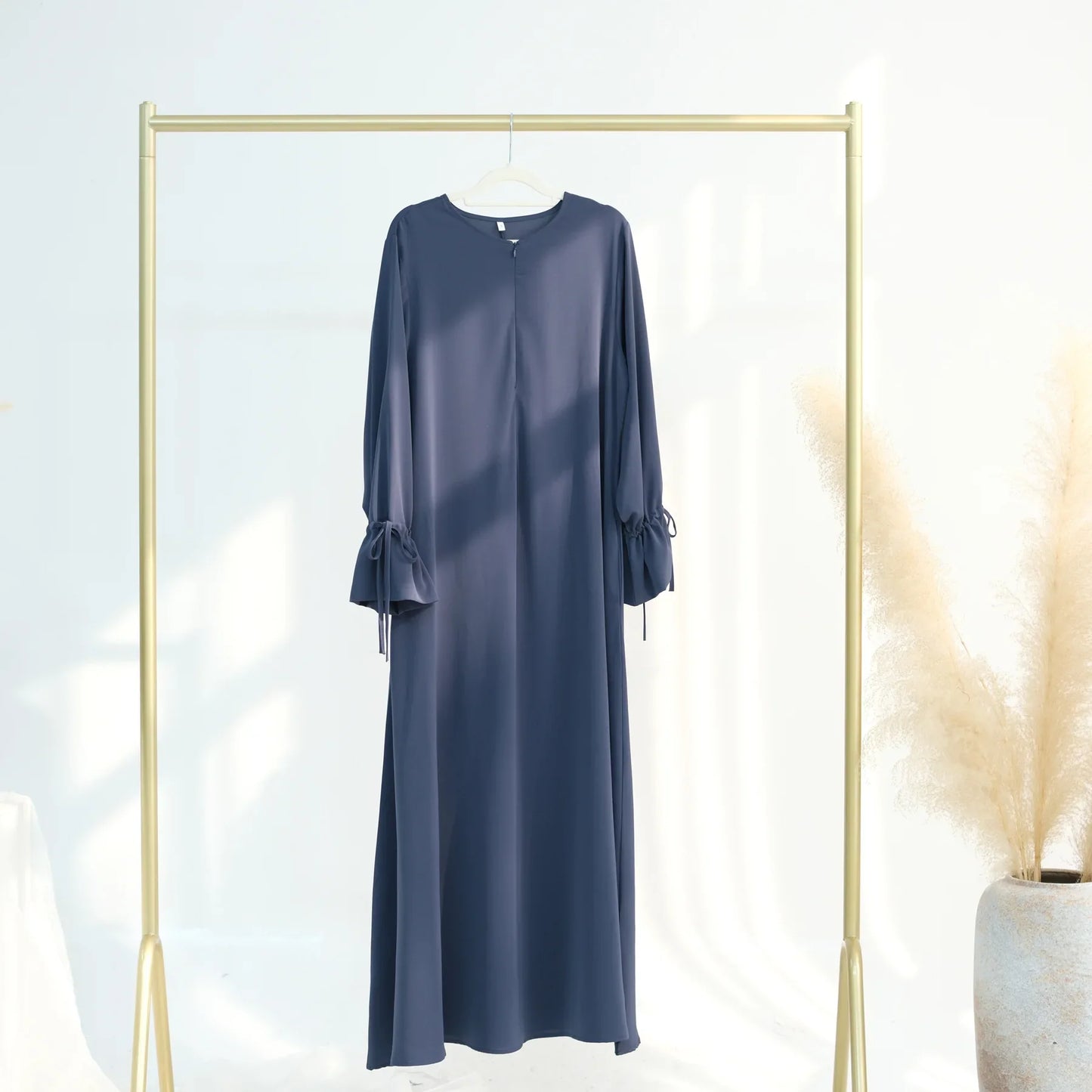 Saviig Casual Abaya Dress: Wide Sleeves, Zipper Front, Modest Muslim Fashion