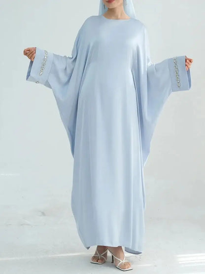 Saviig Ramadan Eid Satin Modest Abaya Dubai Maxi Kaftan for Women