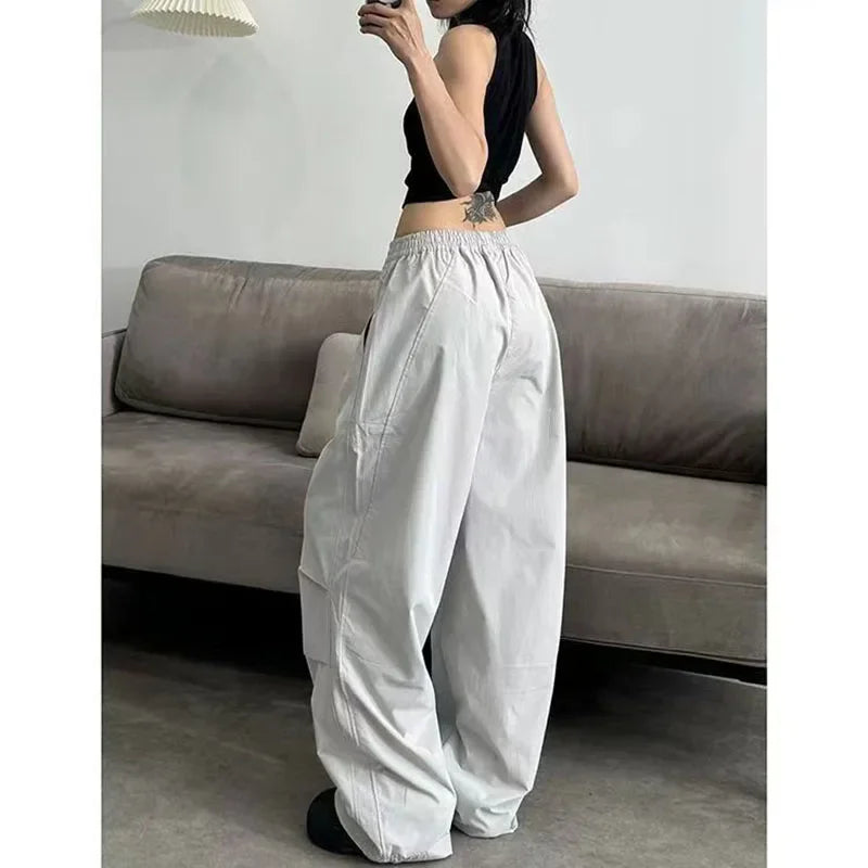 Saviig Women's Retro Baggy Cargo Sweatpants - Y2K Streetwear Wide Leg Trousers