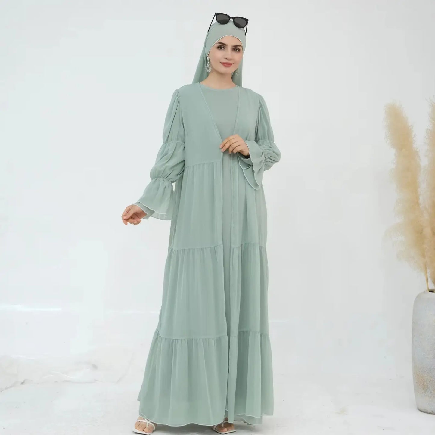 Saviig Chiffon Abaya Set for Modest Islamic Evening Parties