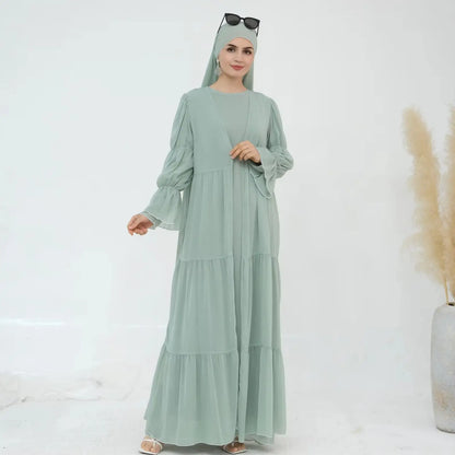Saviig Chiffon Abaya Set for Modest Islamic Evening Parties