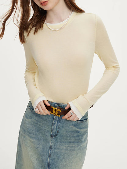 Saviig Soft Wool Women Slim Fit Top for Autumn Office Style