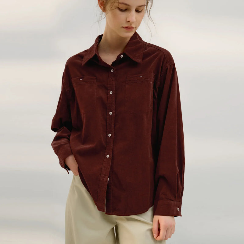 Saviig Corduroy Lapel Shirt - 2024 Fall New Single-Breasted Casual Long Sleeve