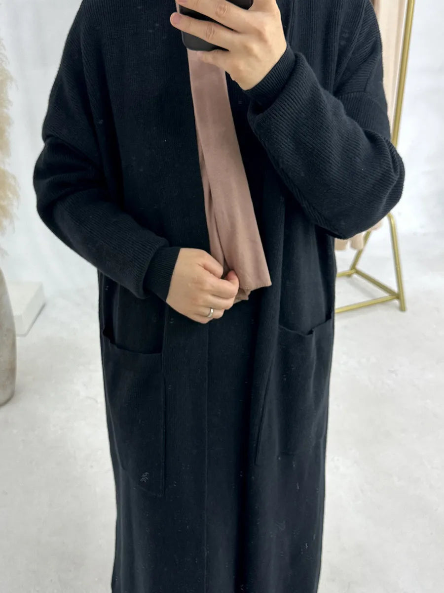 Saviig Winter Thicken Knit Abaya Cardigan for Muslim Women