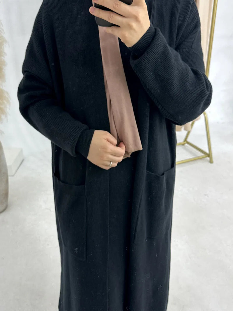 Saviig Winter Thicken Knit Abaya Cardigan for Muslim Women