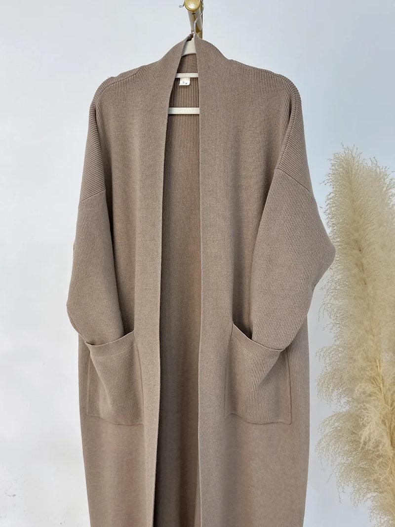 Saviig Winter Thicken Knit Abaya Cardigan for Muslim Women