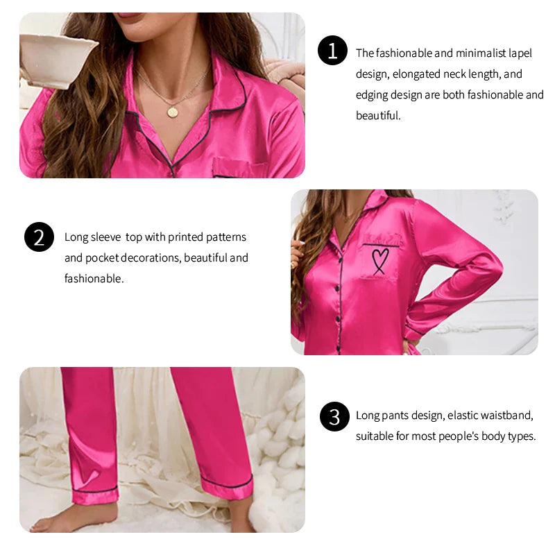 Saviig Love Embroidered Collar Pajama Set for Women