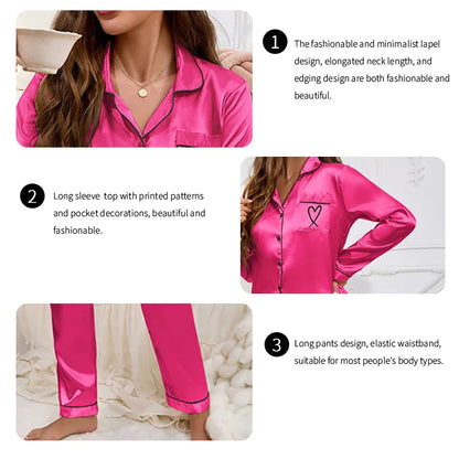Saviig Love Embroidered Collar Pajama Set for Women