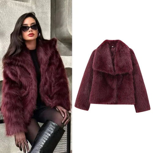 Saviig Plush Burgundy Bomber Jacket for Women - Winter Warmth and Style