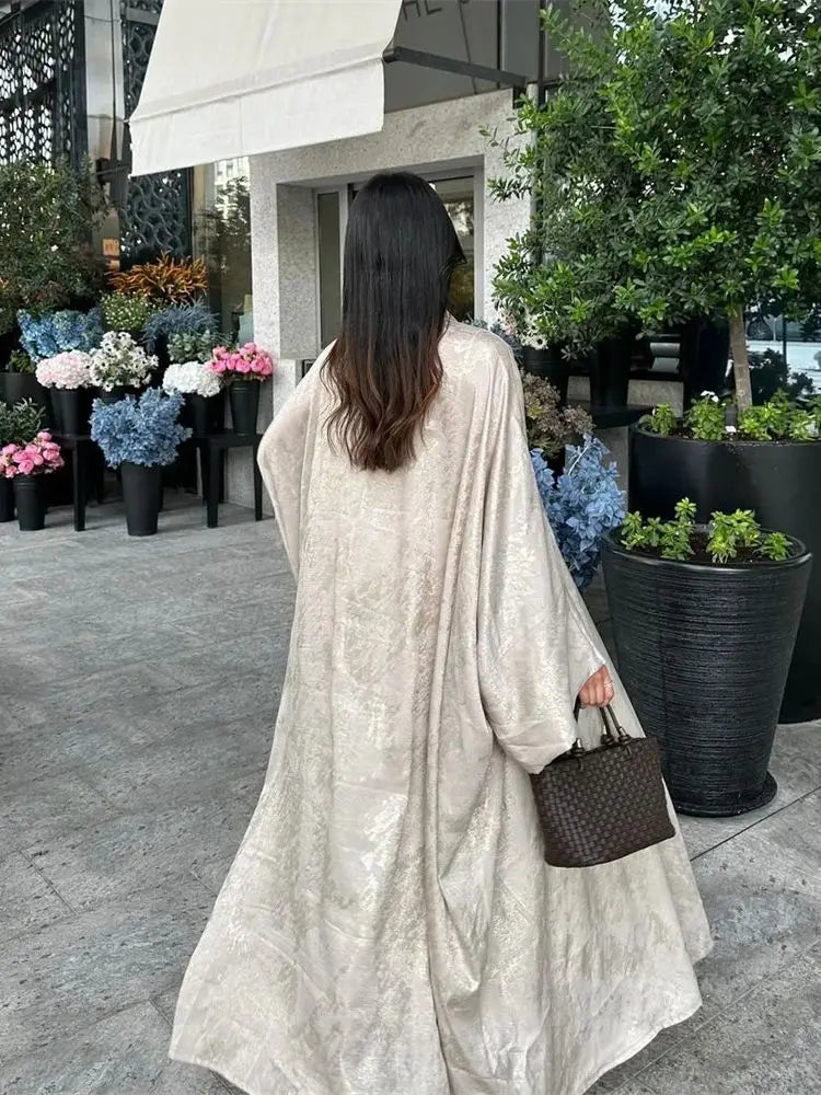 Saviig Ramadan Shiny Satin Kimono Abaya Dubai Luxury 2025 Muslim Dress