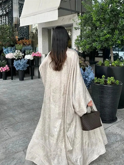 Saviig Ramadan Shiny Satin Kimono Abaya Dubai Luxury 2025 Muslim Dress