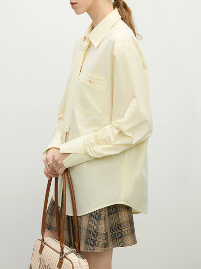 Saviig Cotton Long Sleeved Shirt with Detachable Tie - Spring 2025 Casual Women's Shirt