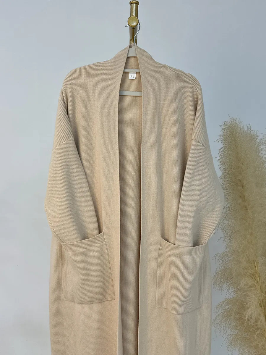 Saviig Winter Thicken Knit Abaya Cardigan for Muslim Women