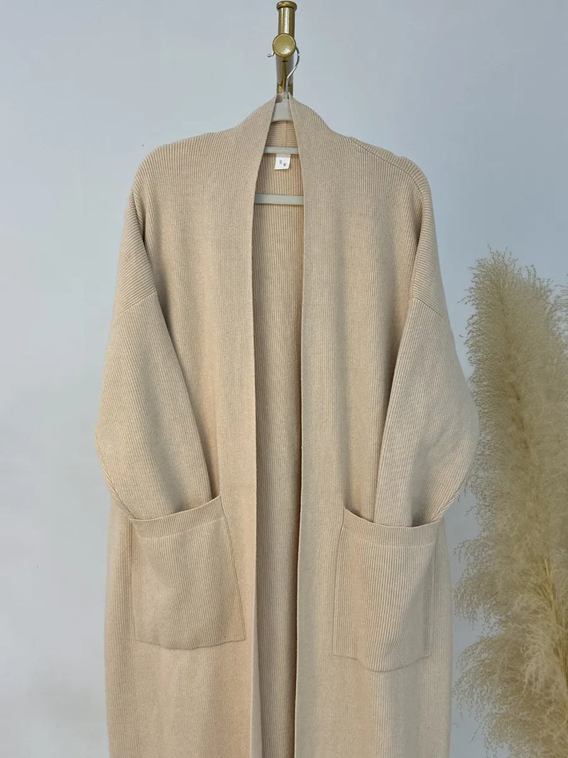 Saviig Winter Thicken Knit Abaya Cardigan for Muslim Women