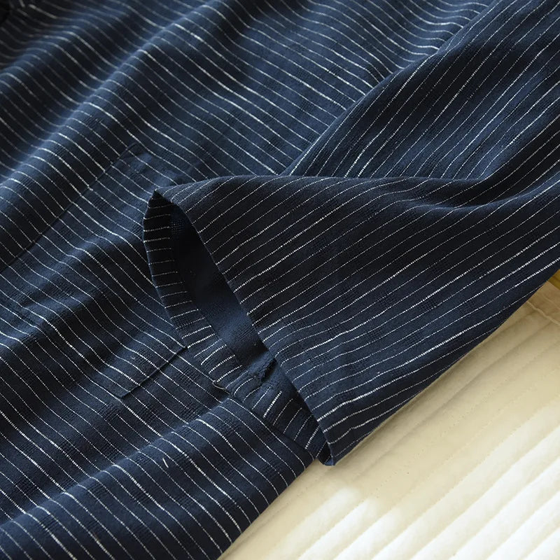 Saviig Men's Cotton Striped Kimono Bathrobe Set - Spring & Summer Collection