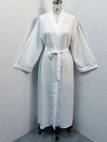 Saviig Ramadan Eid Open Abaya Luxury Muslim Modest Kimono Robe Femme
