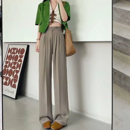 Saviig High-Waisted Wide Leg Pants - Women's Casual Office Lady Suit Trousers