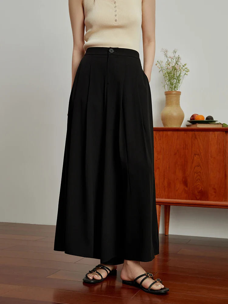 Saviig Hide Meat Wide Leg Pants: Summer High Waist Slim Fit Skirt, Leisure & Stylish