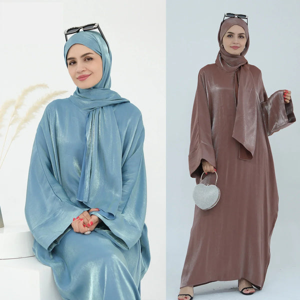 Saviig Women's Shiny Abayas Marocain Kaftan Eid Dress Gown