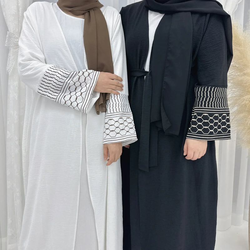 Saviig Eid Embroidered Kimono Cardigan Abaya for Muslim Women