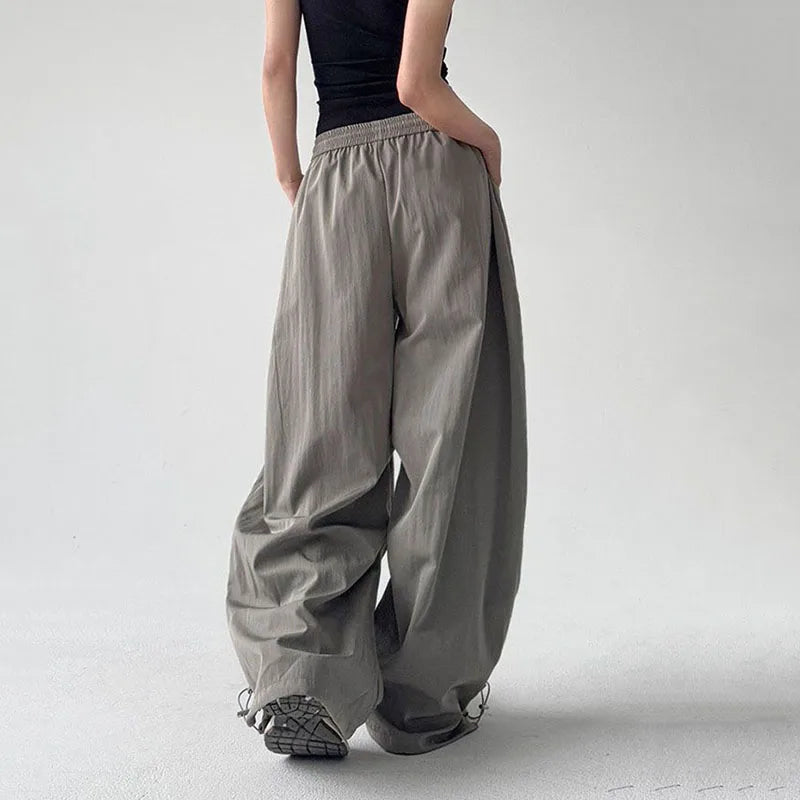 Saviig Gray Harajuku Streetwear Letter Embroidery Cargo Pants
