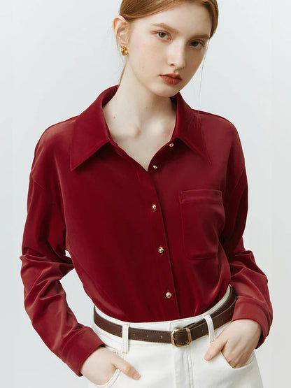 Saviig Velvet Warm Top: French Chic 2022 Winter Elegant Office Lady Shirt
