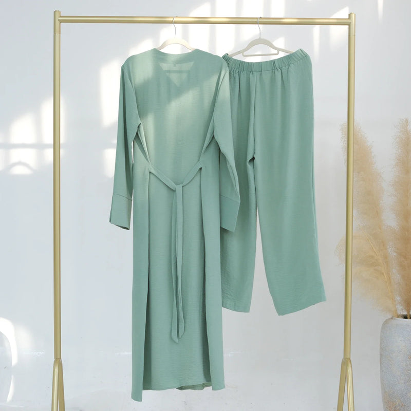 Saviig 2-Piece Hijabi Set: Kimono Abaya with Pants - Ramadan Collection
