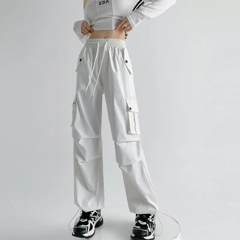 Saviig Y2K Cargo Pants: Oversized Harajuku Sweatpants with Drawstring Pockets