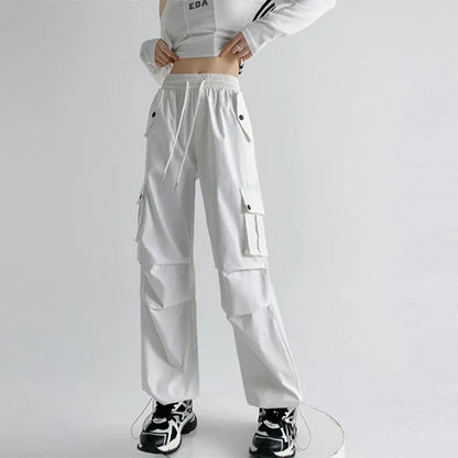 Saviig Y2K Cargo Pants: Oversized Harajuku Sweatpants with Drawstring Pockets