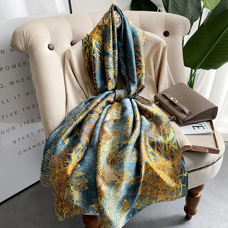 Saviig Luxury Silk Scarf for Women, Designer Beach Wrap & Shawl