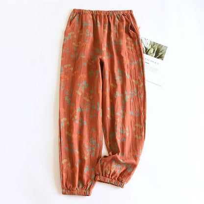 Saviig Women's Cotton Pajama Pants with Colored Flower Design