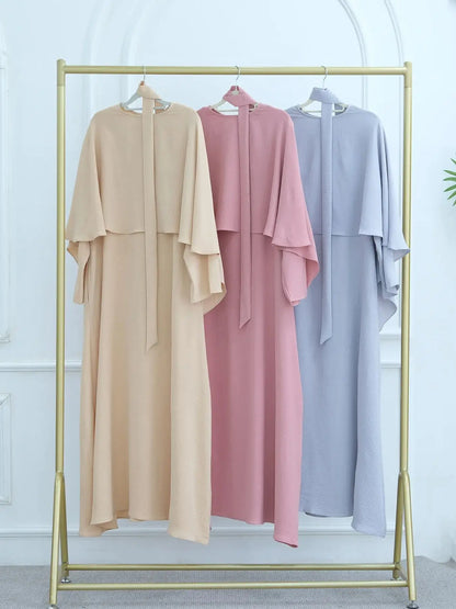 Saviig Dubai 2-Piece Abaya Set for Women, Modest Muslim Prayer Shawl Dress