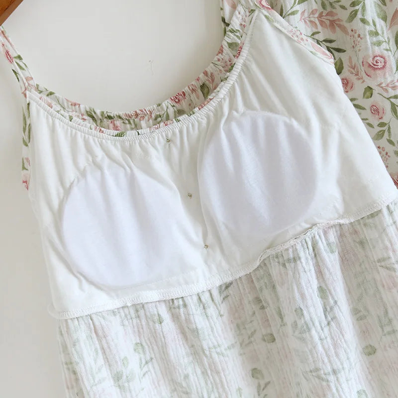 Saviig Cotton Crepe Slip Dress with Breast Pad, Ideal for Summer Nights