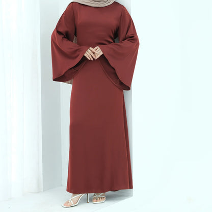 Saviig Flared Sleeve Lace-Up Abaya Dress for Elegant Muslim Women