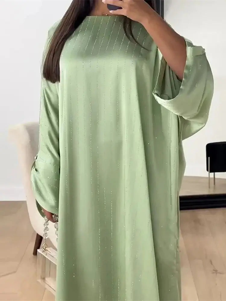 Saviig Ramadan Eid Shimmer Abaya Kaftan Modest Dress | Muslim Women's Prayer Robe
