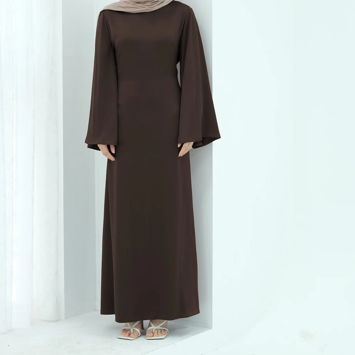 Saviig Flared Sleeve Lace-Up Abaya Dress for Elegant Muslim Women