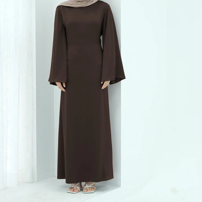 Saviig Flared Sleeve Lace-Up Abaya Dress for Elegant Muslim Women