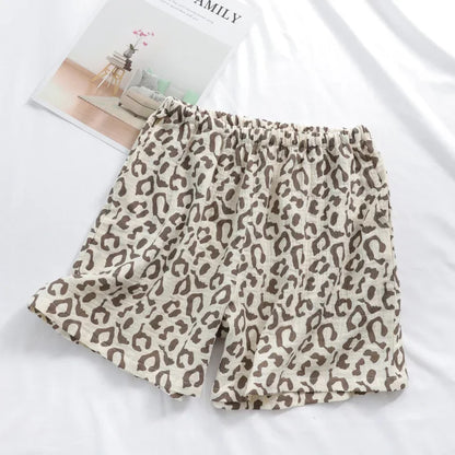 Saviig Leopard Print Couple Shorts: Soft Cotton Crepe, Large Size, Cute Home Pants