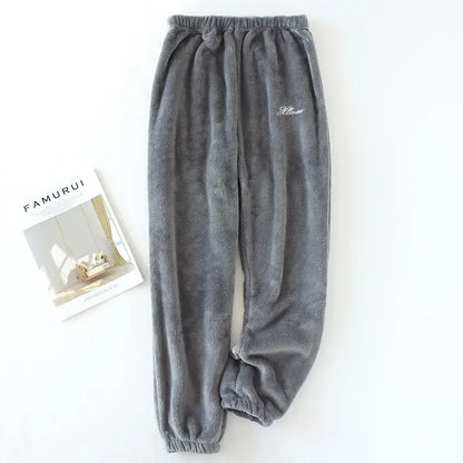 Saviig Flannel Fleece Winter Couple Pants - Warm Home Pajama Bottoms