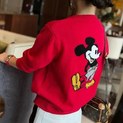 Saviig Mickey Print Turtleneck Sweater for Women