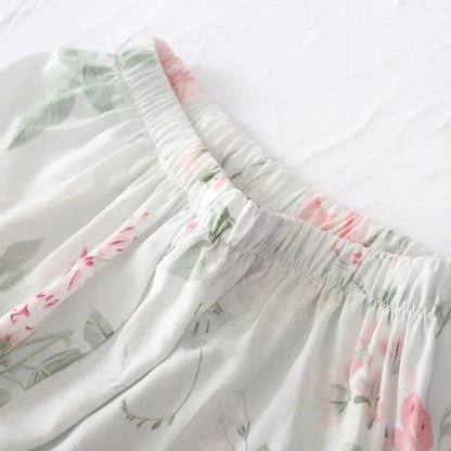 Saviig Summer Pajama Set: Viscose Short-Sleeve Top & Cotton Shorts