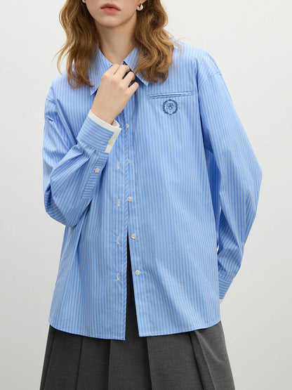 Saviig Striped Texture Shirt: New Spring 2025 College Style Long Sleeve Top