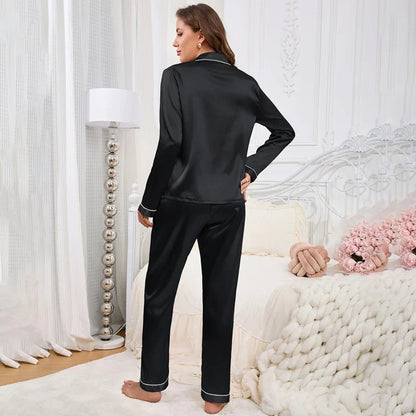 Saviig Love Embroidered Collar Pajama Set for Women