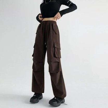 Saviig Y2K Cargo Pants: Oversized Harajuku Sweatpants with Drawstring Pockets
