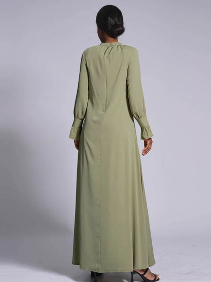 Saviig Muslim Women's High Neck Abaya Maxi Dress