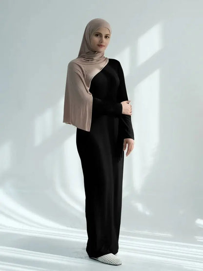 Saviig ModaL Cotton Inner Dress Abaya Damen Dubai Muslim Long Modest Hijab Robe