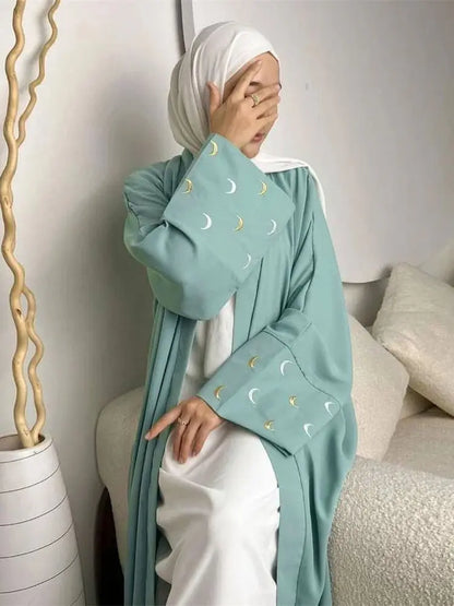 Saviig Moon Embroidered Kimono Abaya - Ramadan 2025 Collection