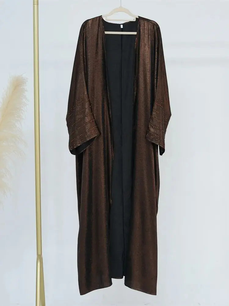 Saviig Shiny Satin Kimono Abaya Dubai Luxury 2024 - Muslim Women's Caftan